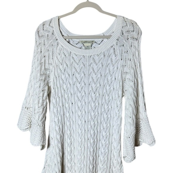 Womens Open Knit Sweater Dress XL Fairy Coquette Festival Coastal Euro Summer - Picture 2 of 6